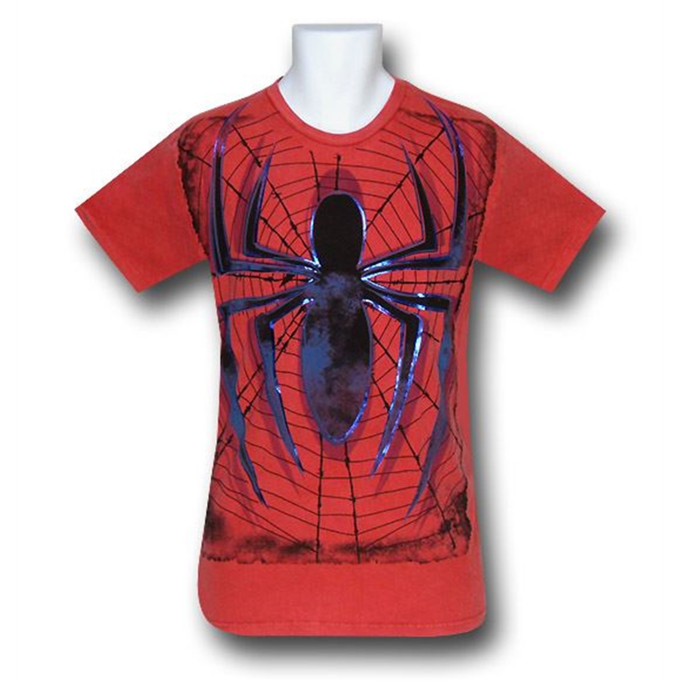 Spiderman Symbol Granite Wash 30 Single T-Shirt, Red
