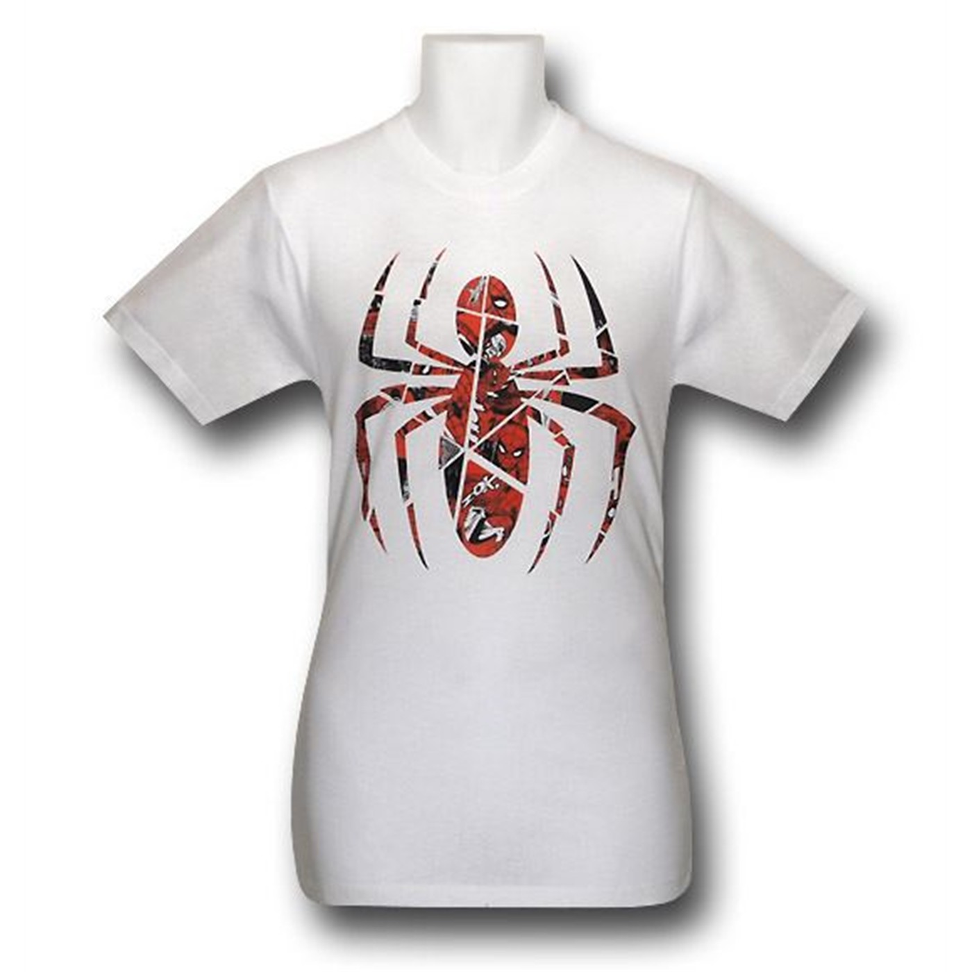 Spiderman Symbol Shards 30 Single T-Shirt, White