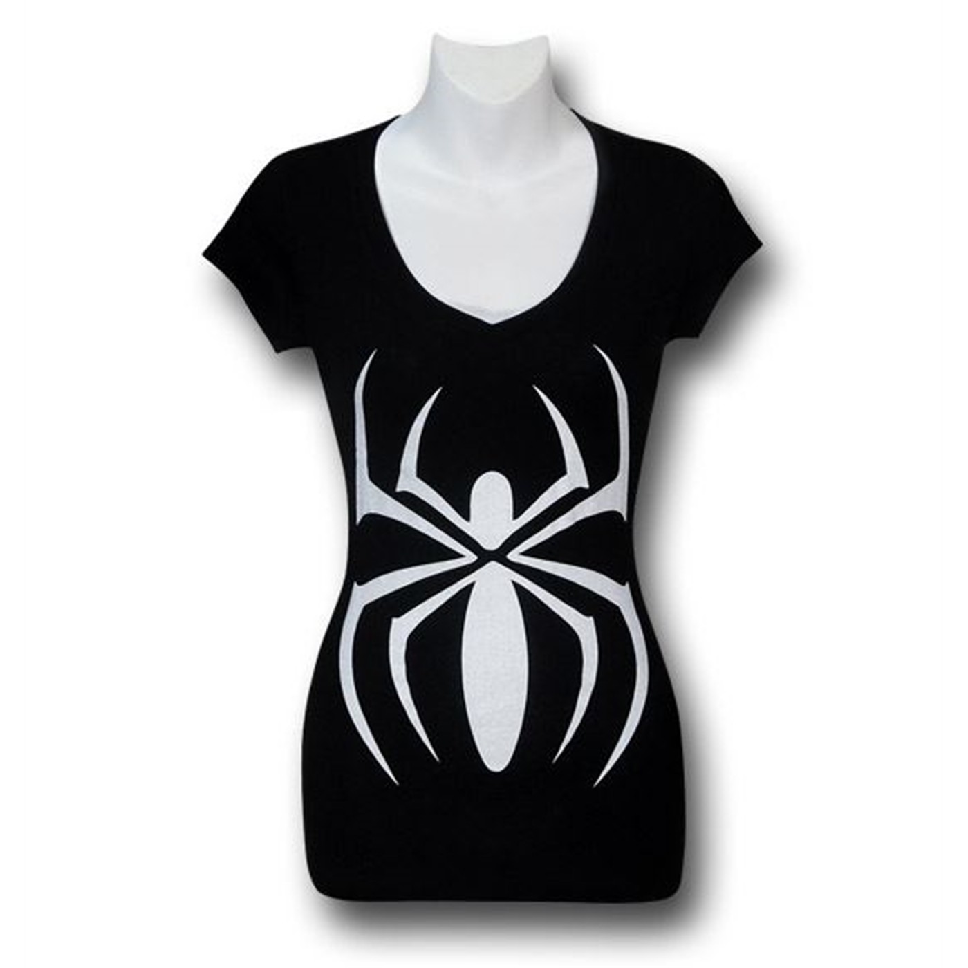 Spider-Girl Juniors V-Neck Costume Shirt, Black