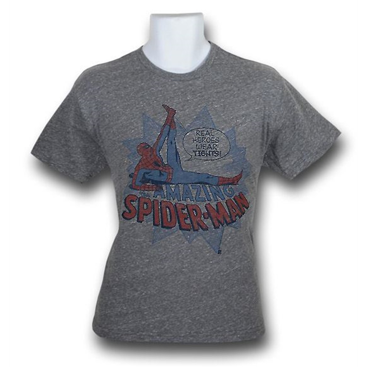 Spiderman Real Heroes Heather Junk Food T-Shirt, Grey