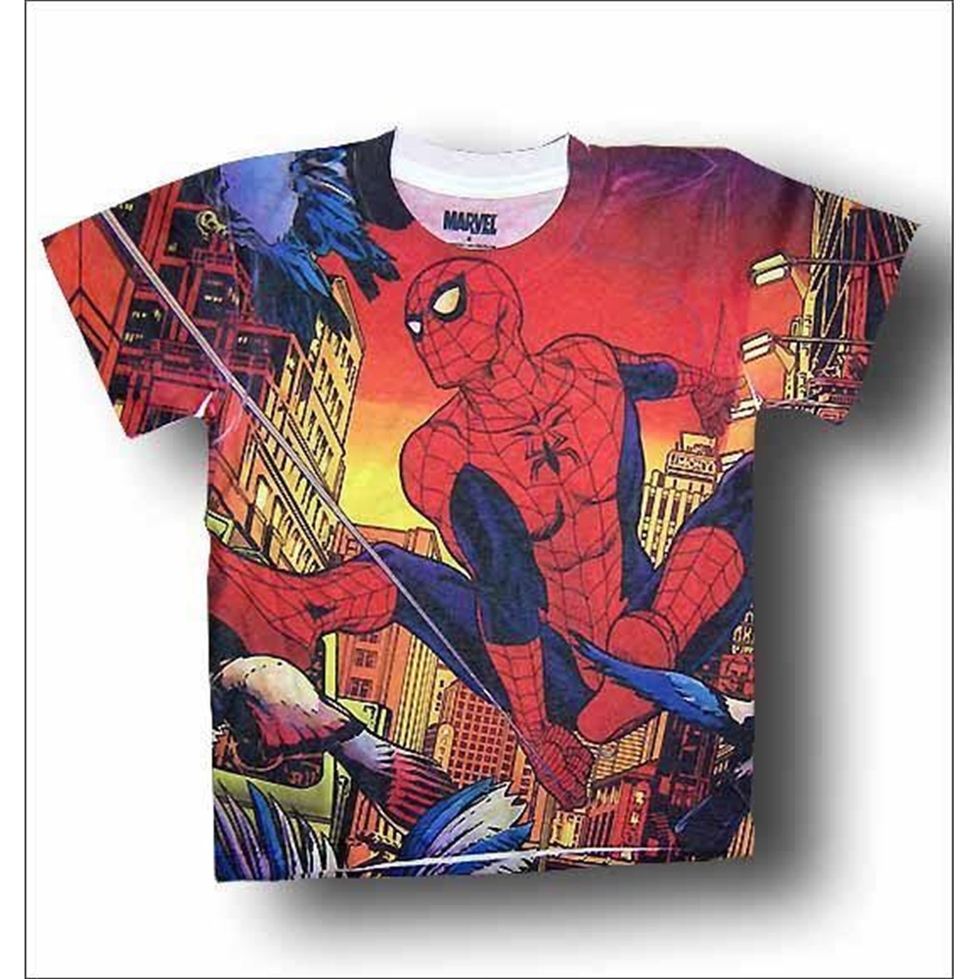 Spiderman Juvenile Low City Swinging T-Shirt, Red
