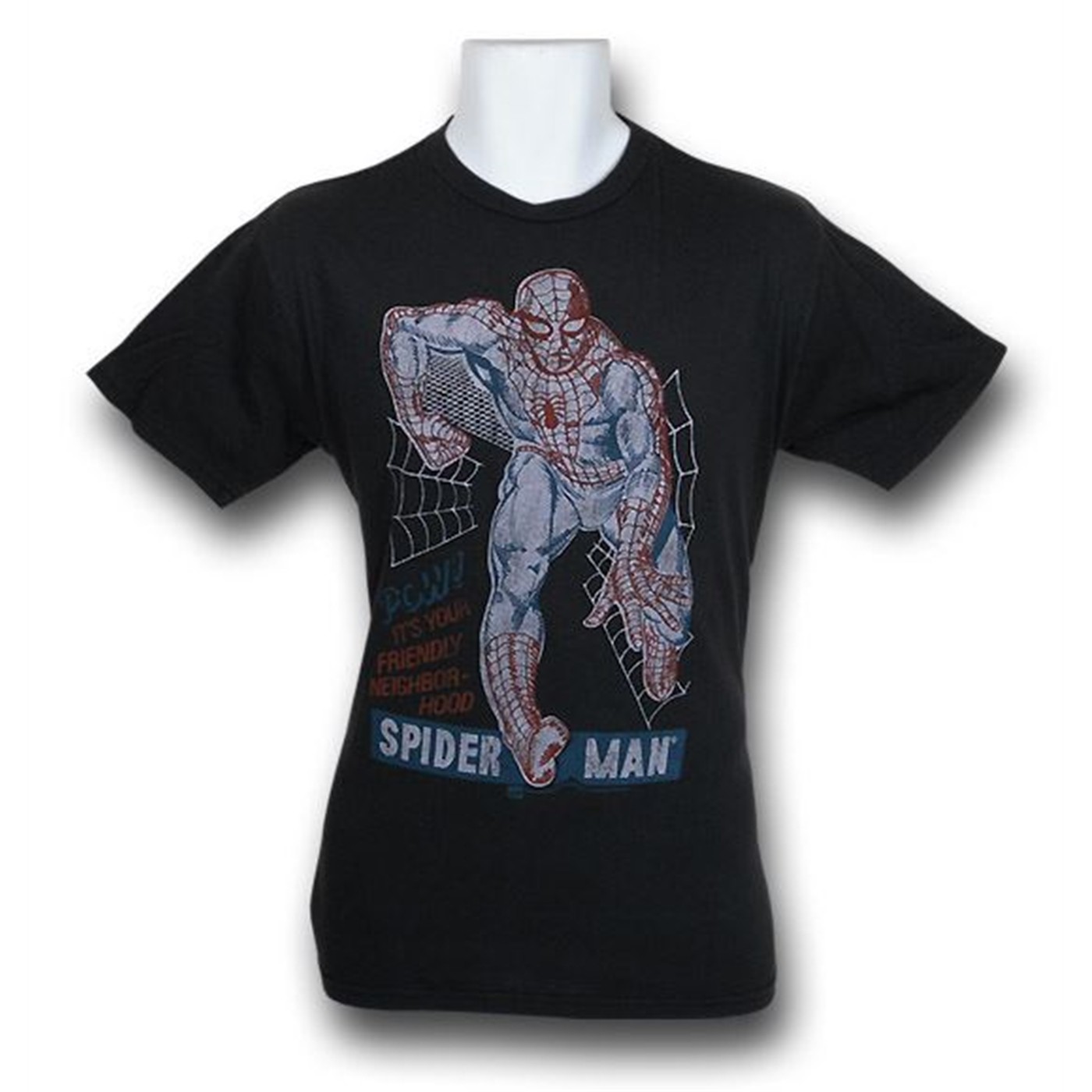 Spiderman Pursuit Junk Food Black Wash T-Shirt, Black