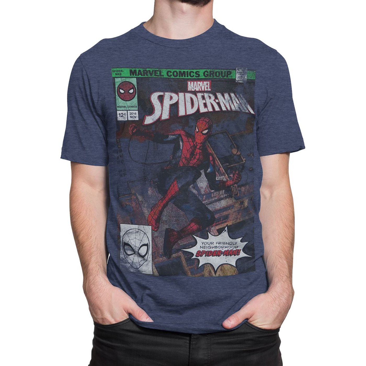 Spider-Man Friendly Neighborhood Hero Men's T-Shirt, Blue
