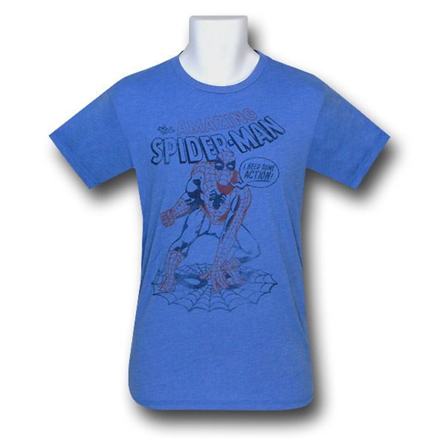 Spiderman I Need Some Action Junk Food T-Shirt, Blue