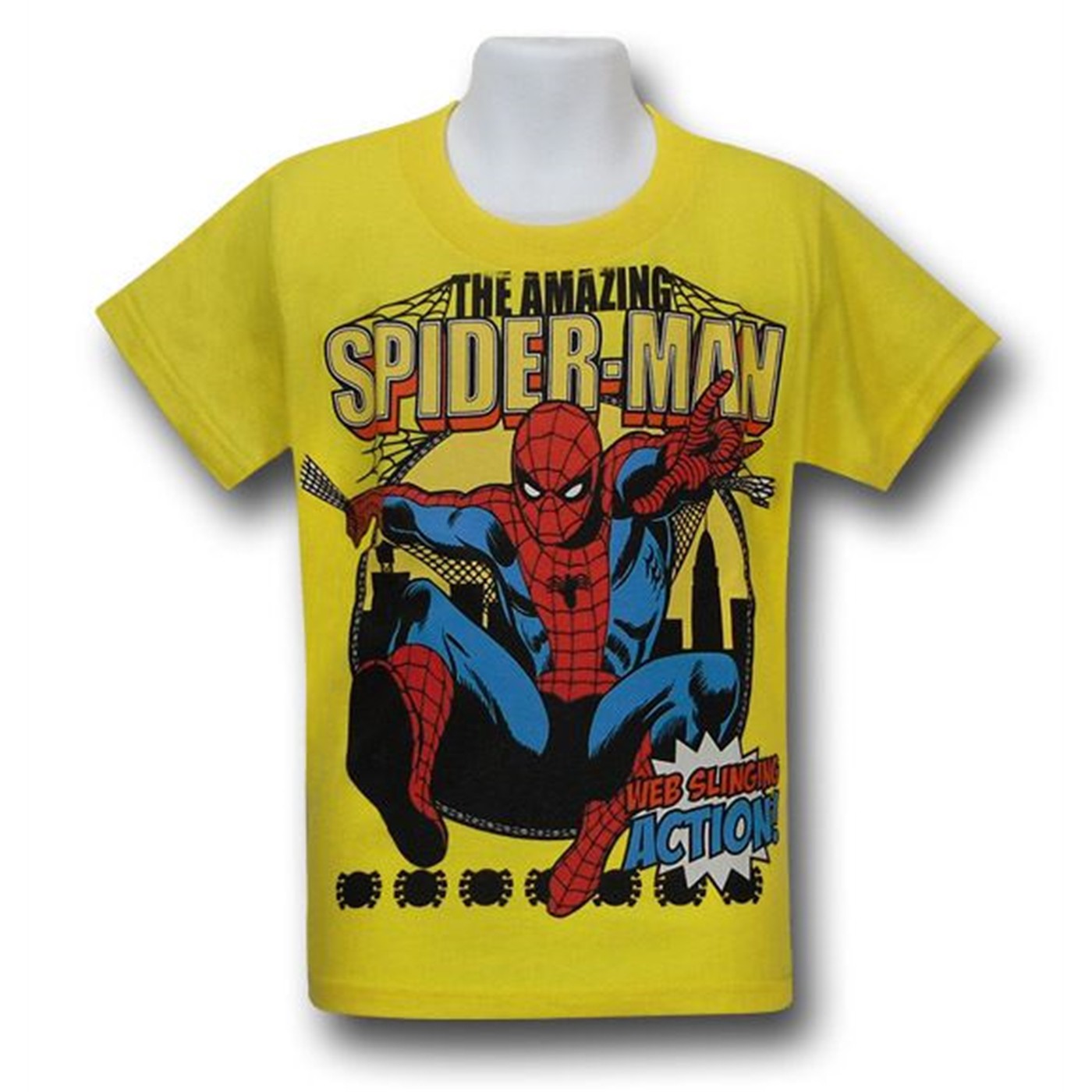Spiderman Kids Web Slinging Action! T-Shirt, Yellow