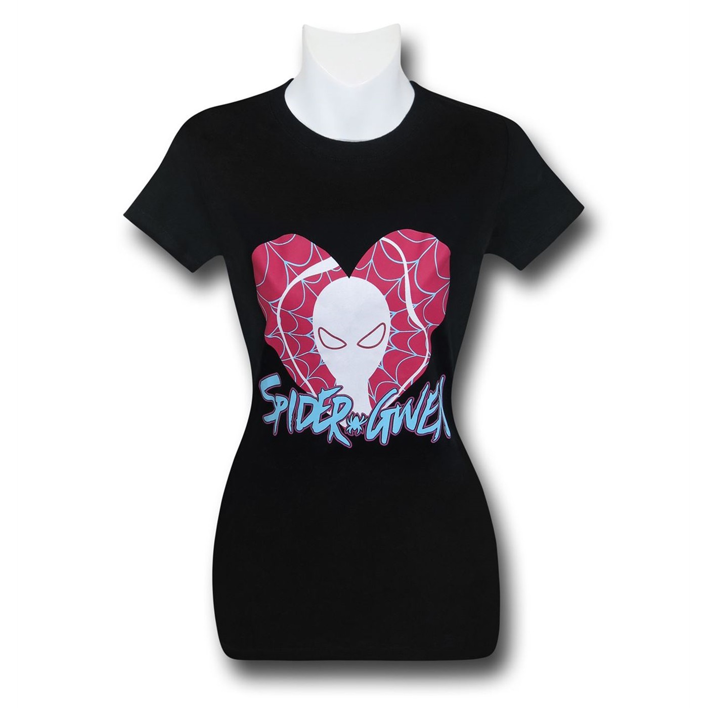 Spider-Gwen Heart Logo Womens T-Shirt, Black
