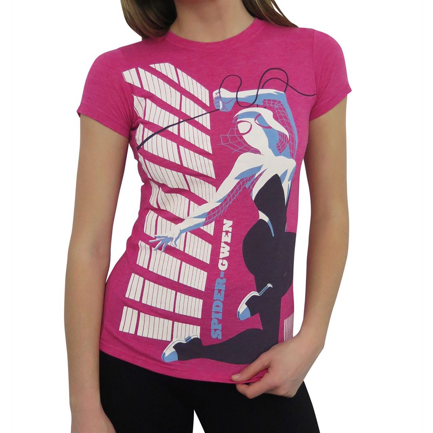 Spider Gwen Swinging Women's T-Shirt, Pink