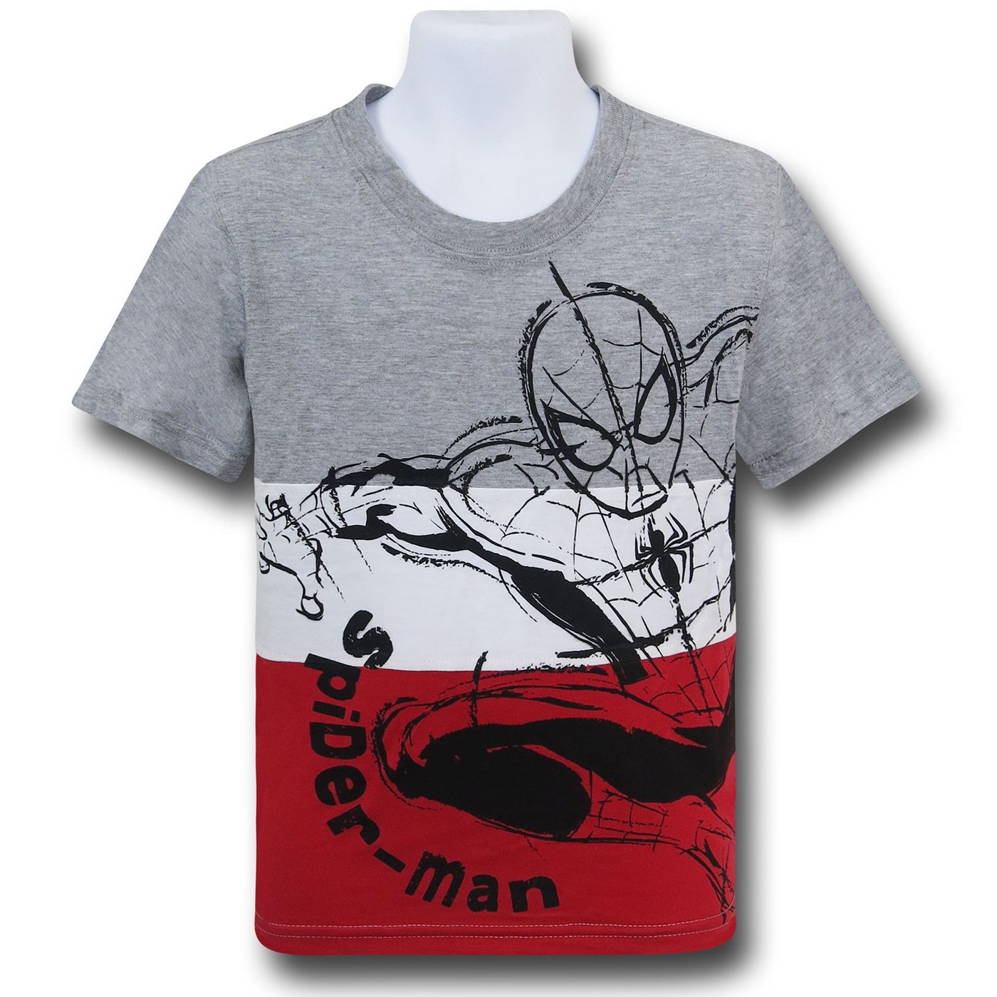 Spiderman 3 Stripe Kids T-Shirt, Grey