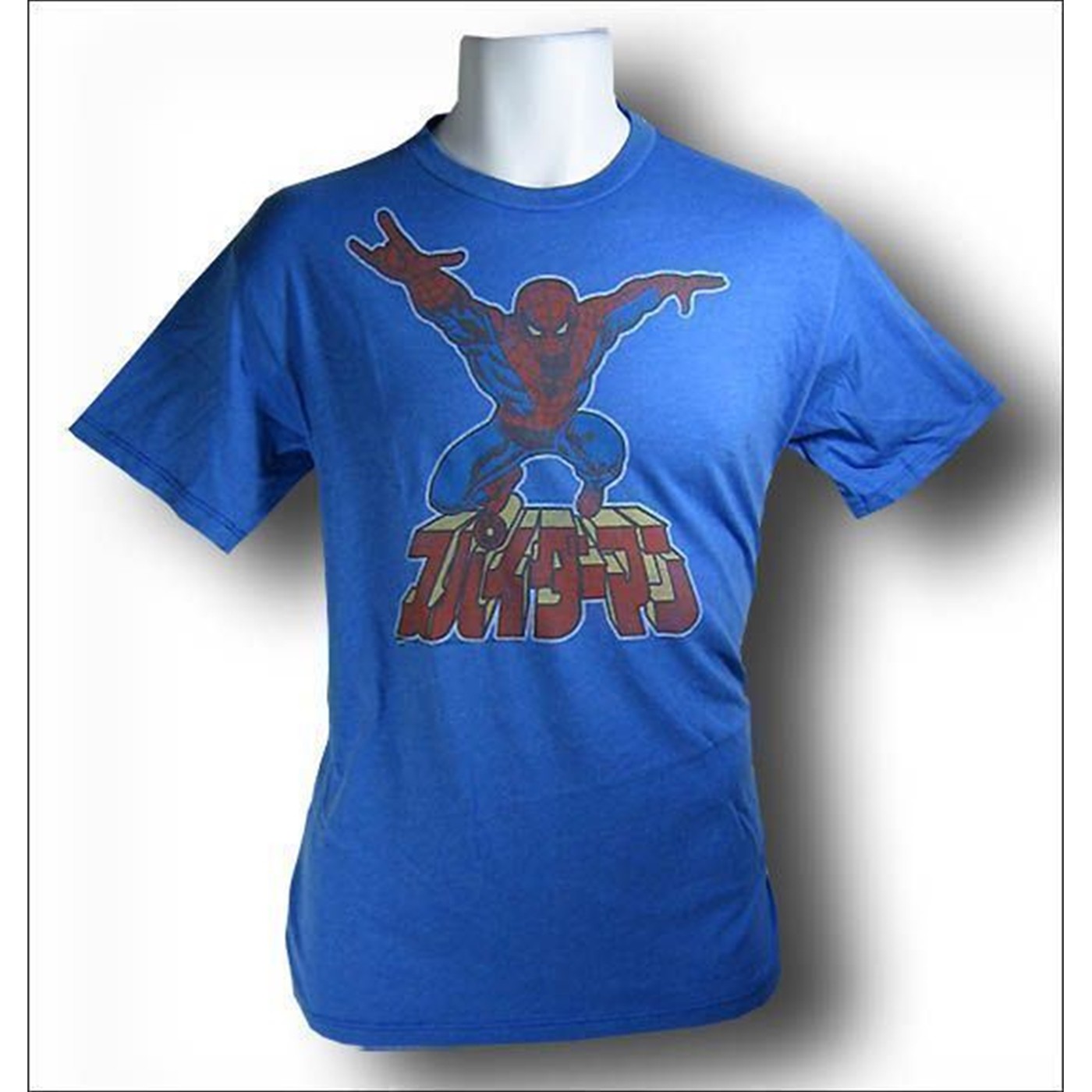 Spiderman Blue Japanese Logo T-Shirt, Blue