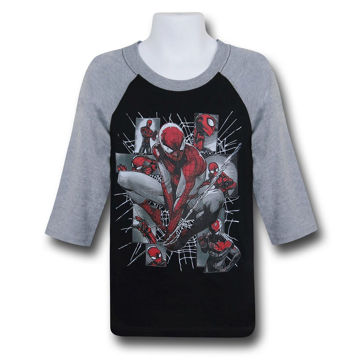 Spiderman Boxes Kids Baseball T-Shirt, Black