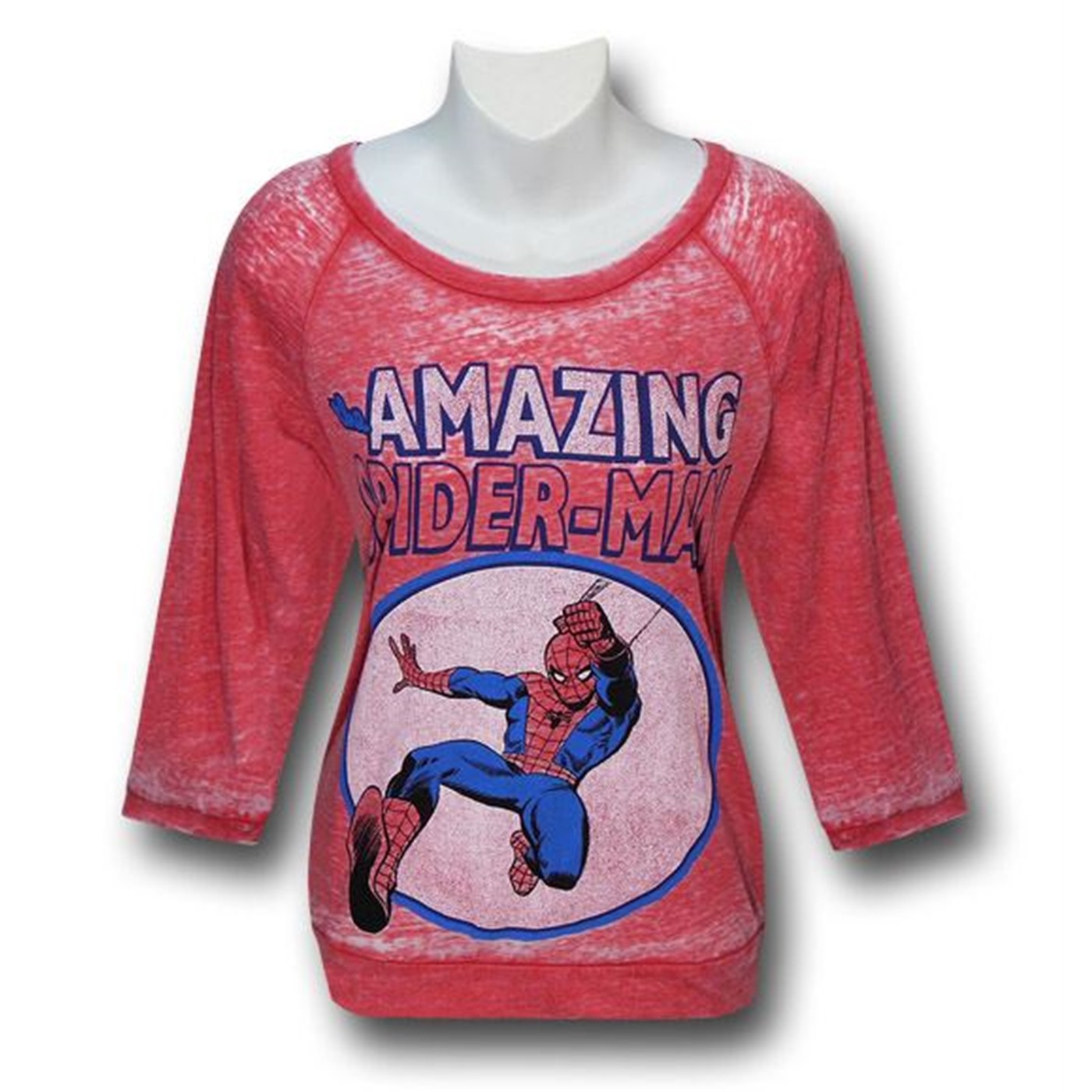 Spiderman Classic Juniors 3/4 Sleeve Red T-Shirt, Red