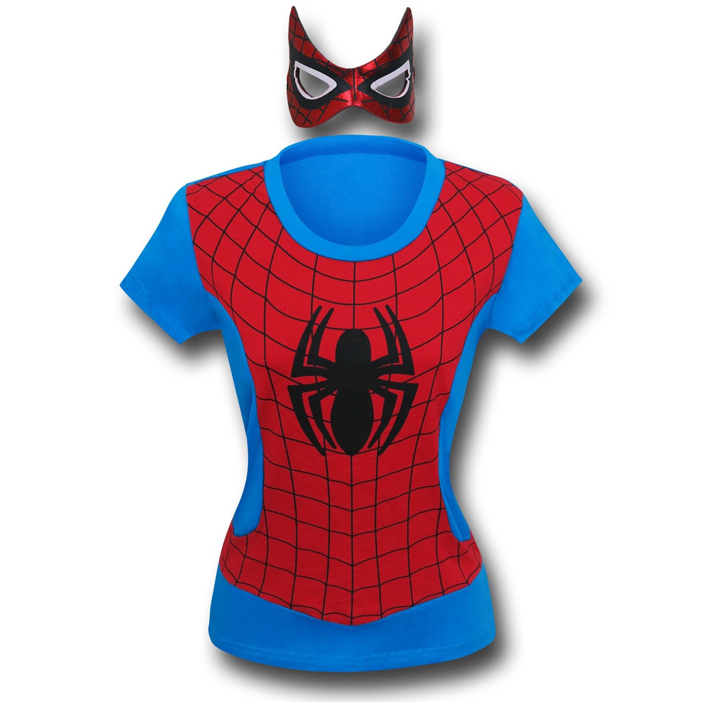 Spiderman Women's Costume T-Shirt w/ Mask, Blue