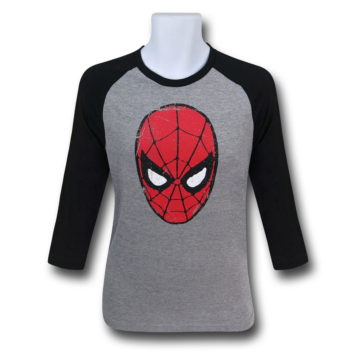 Spiderman Head Men's Baseball T-Shirt, Grey