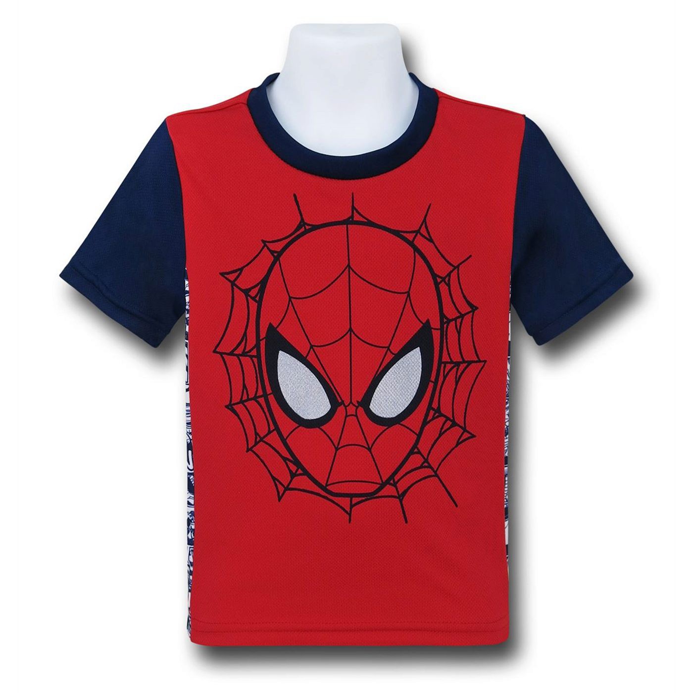 Spiderman Face Two-Tone Kids T-Shirt, Red