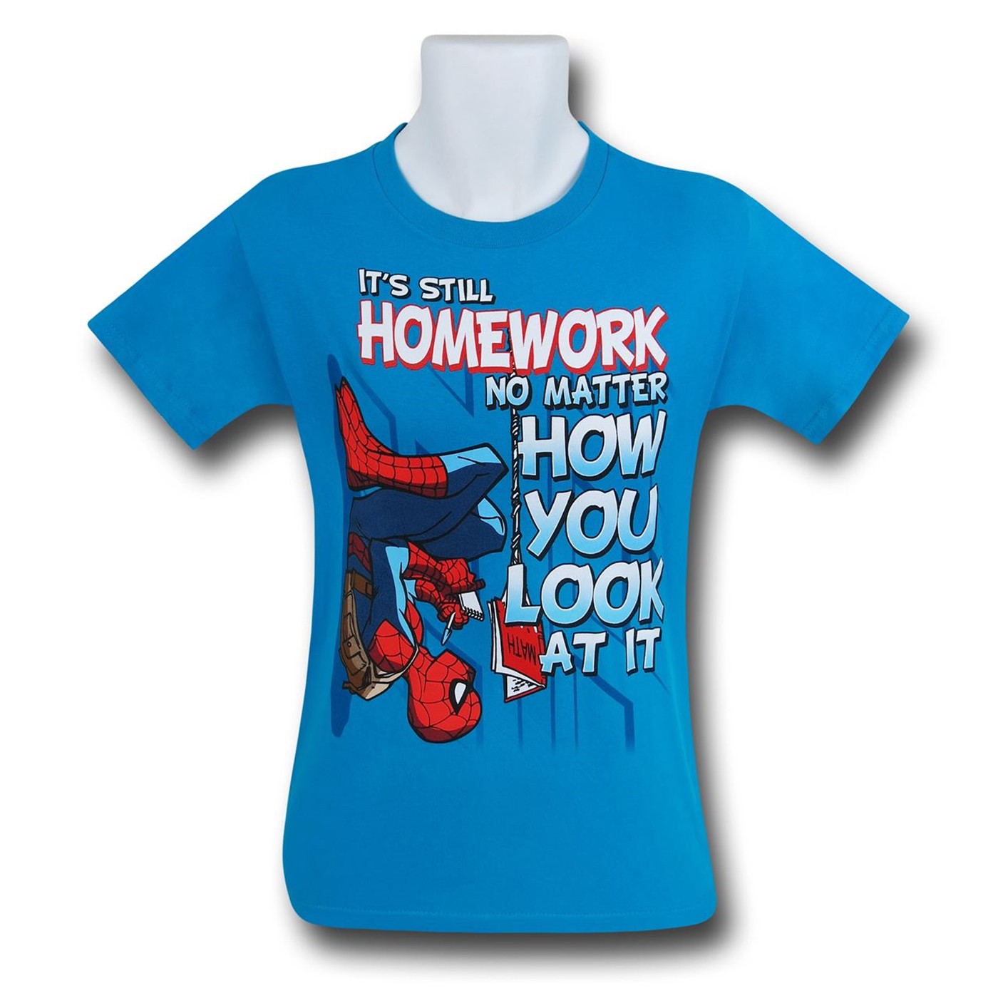 Spiderman Homework Kids T-Shirt, Blue