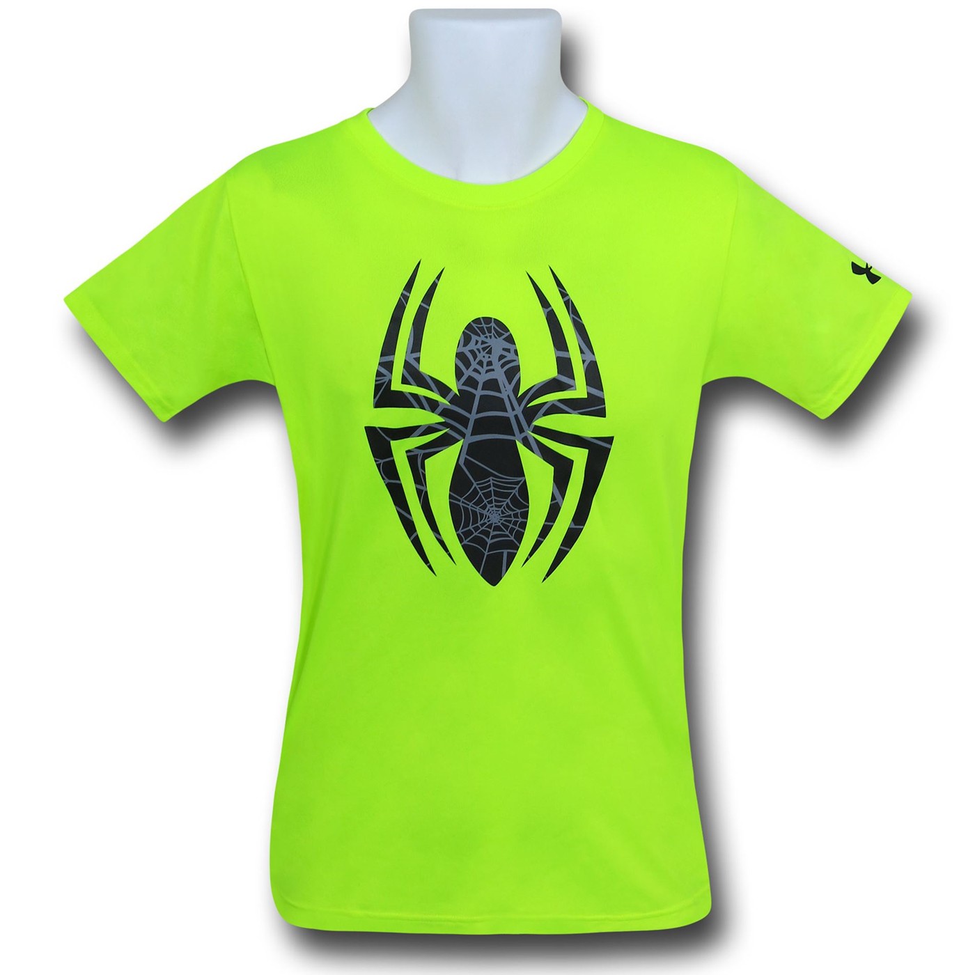 Spiderman Kids Neon Under Armour Loose T-Shirt, Green