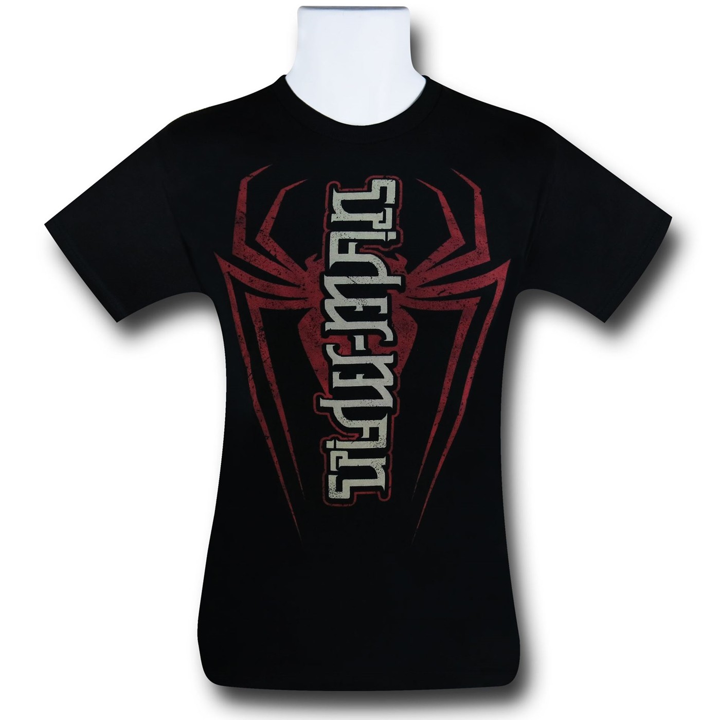 Spiderman Symbol Red Chapter Ambigram T-Shirt, Black