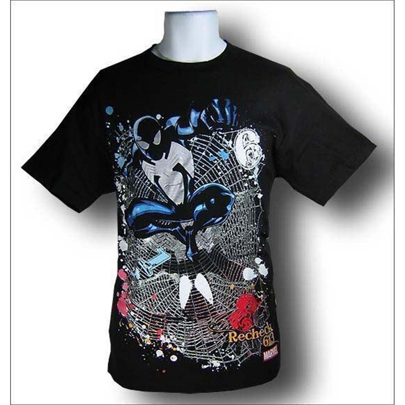 Spiderman Splatter Webs Black Suit T-Shirt, Black