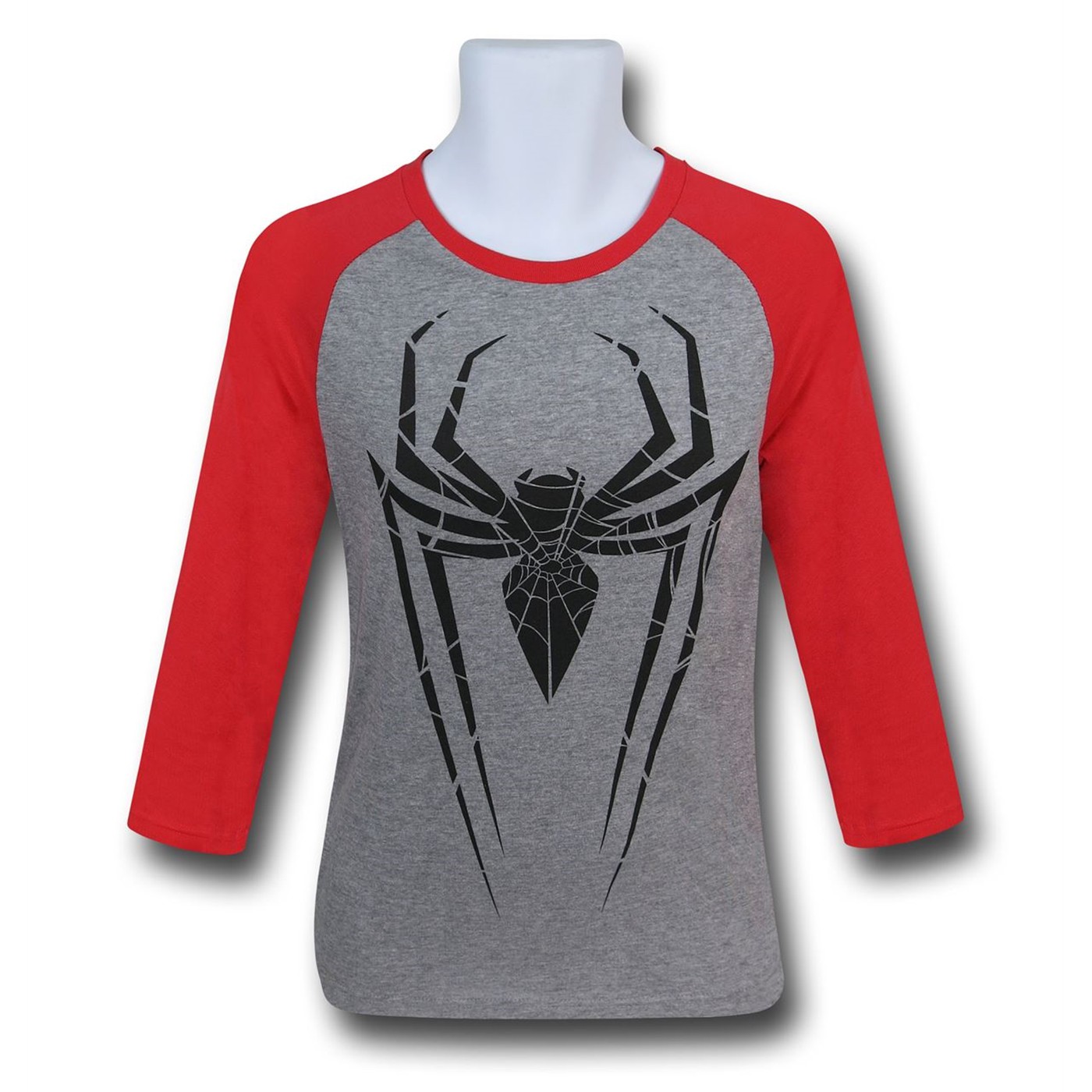Spiderman Symbol Heather Grey Men's Baseball T-Shirt, Grey