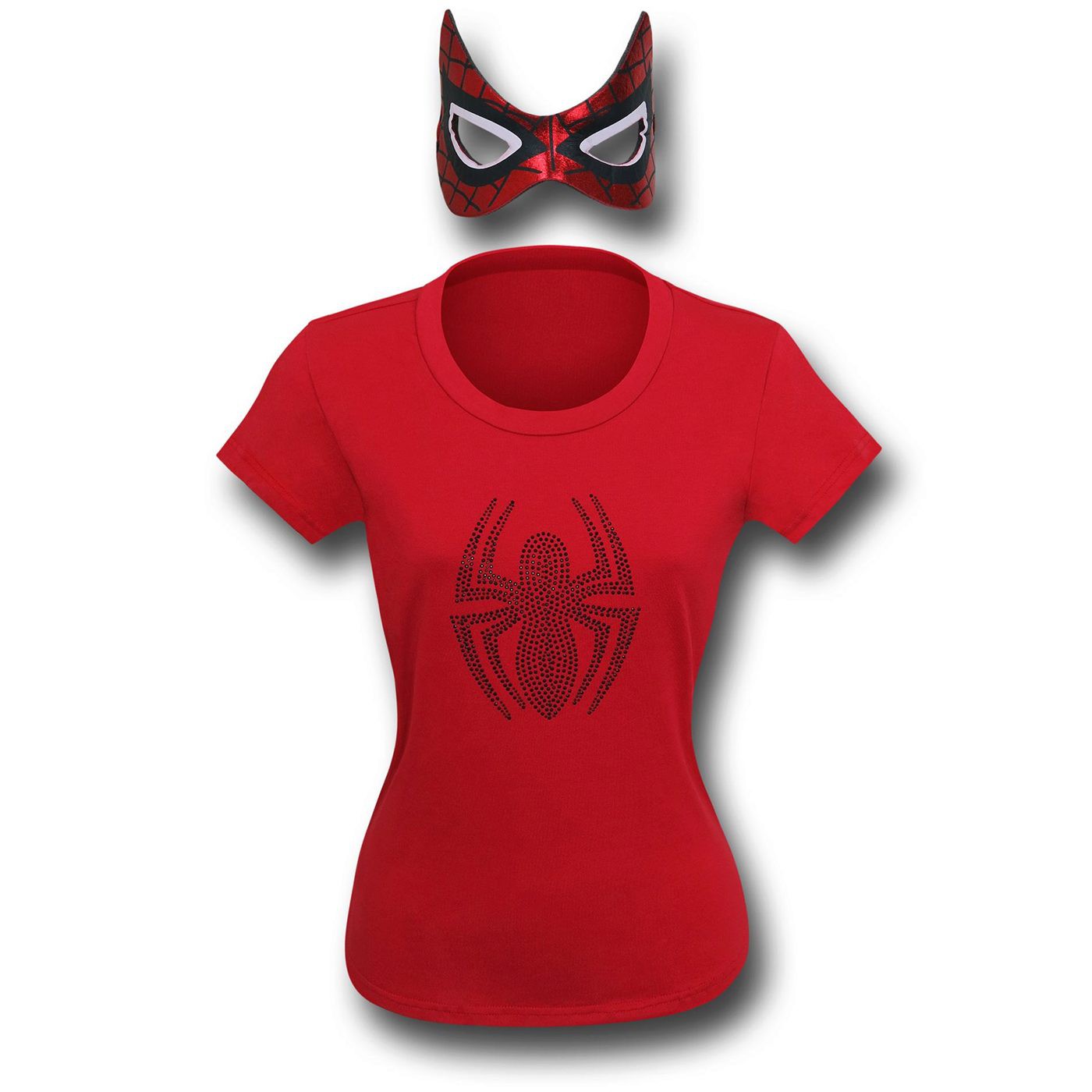 Spiderman Symbol Women's T-Shirt w/ Mask, Red