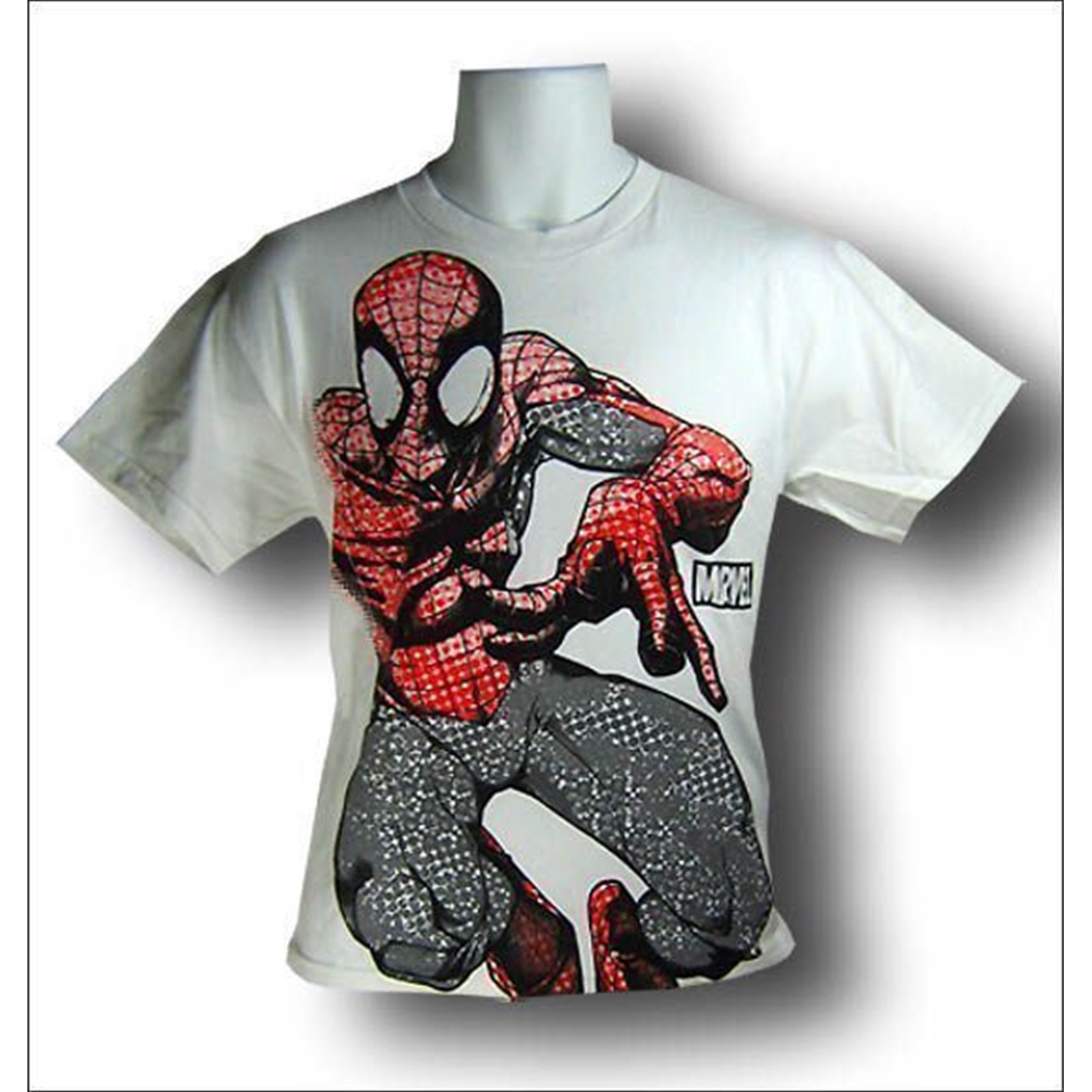 Spiderman Rendered in Dots Youth T-Shirt, White
