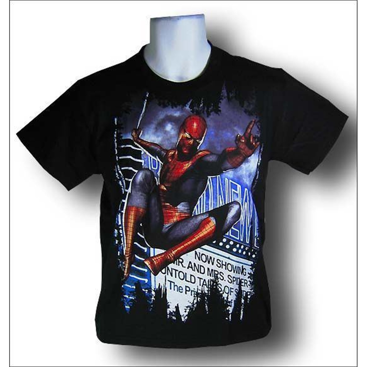 Spiderman Youth Now Showing T-Shirt by Adi Granov, Black