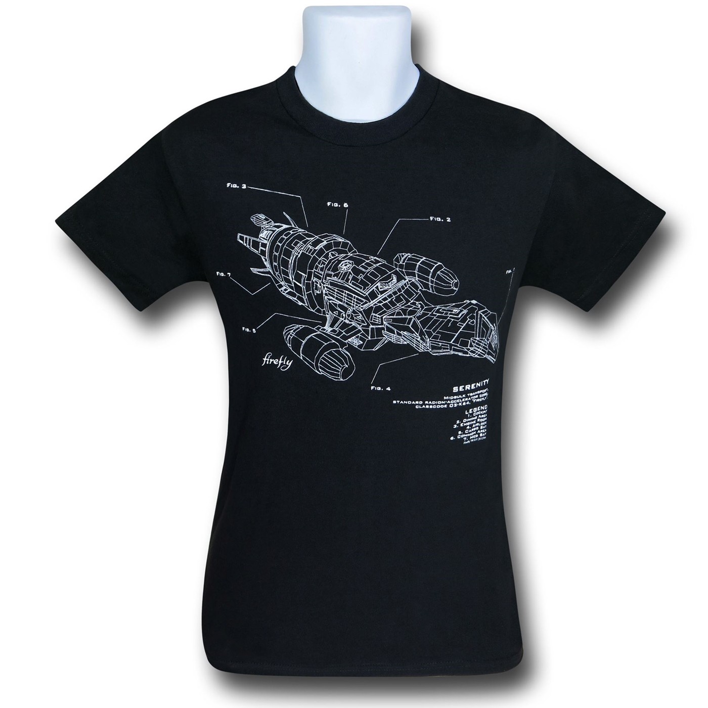 Firefly Serenity Diagram Black T-Shirt, Black