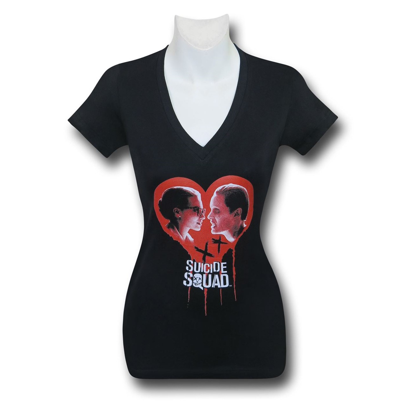 Suicide Squad Joker & Harley V-Neck Women's T-Shirt, Black