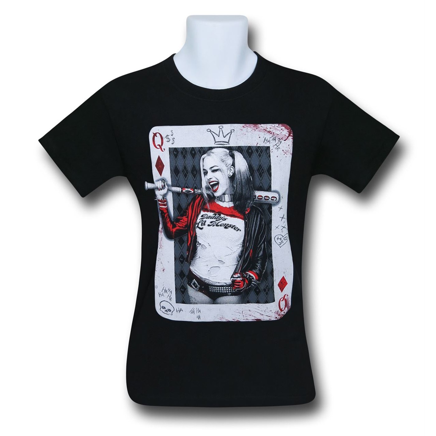 Suicide Squad Harley Quinn Card Portrait Men's T-Shirt, Black
