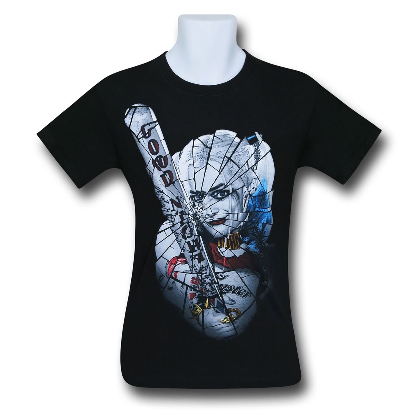 Suicide Squad Harley Quinn Shattered Glass Men's T-Shirt, Black