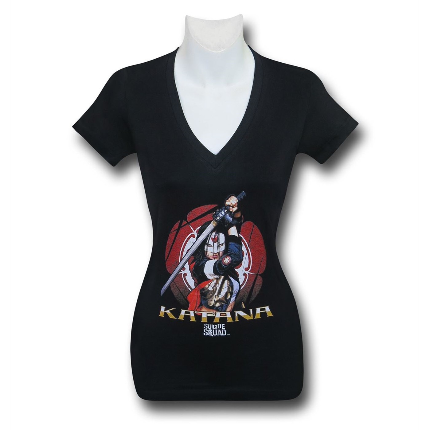 Suicide Squad Katana V-Neck Women's T-Shirt, Black