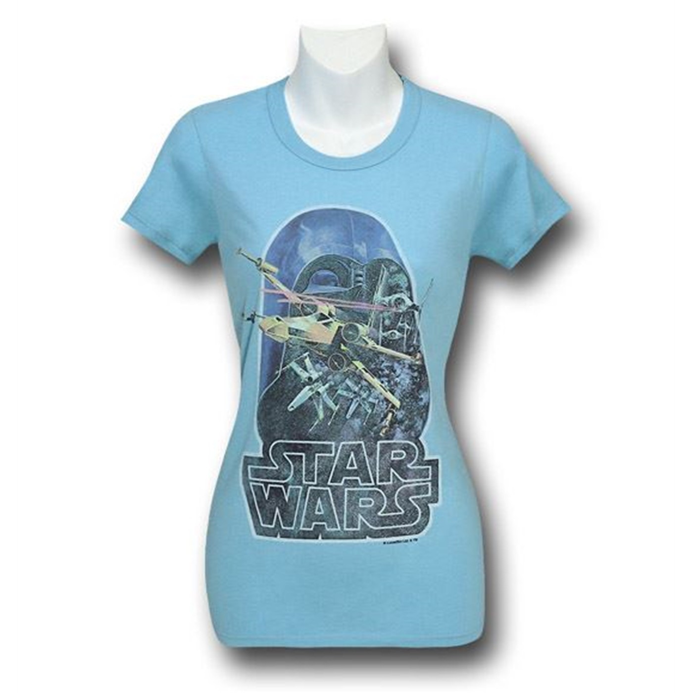 Star Wars Retro Poster Jr Womens Junk Food T-Shirt, Blue