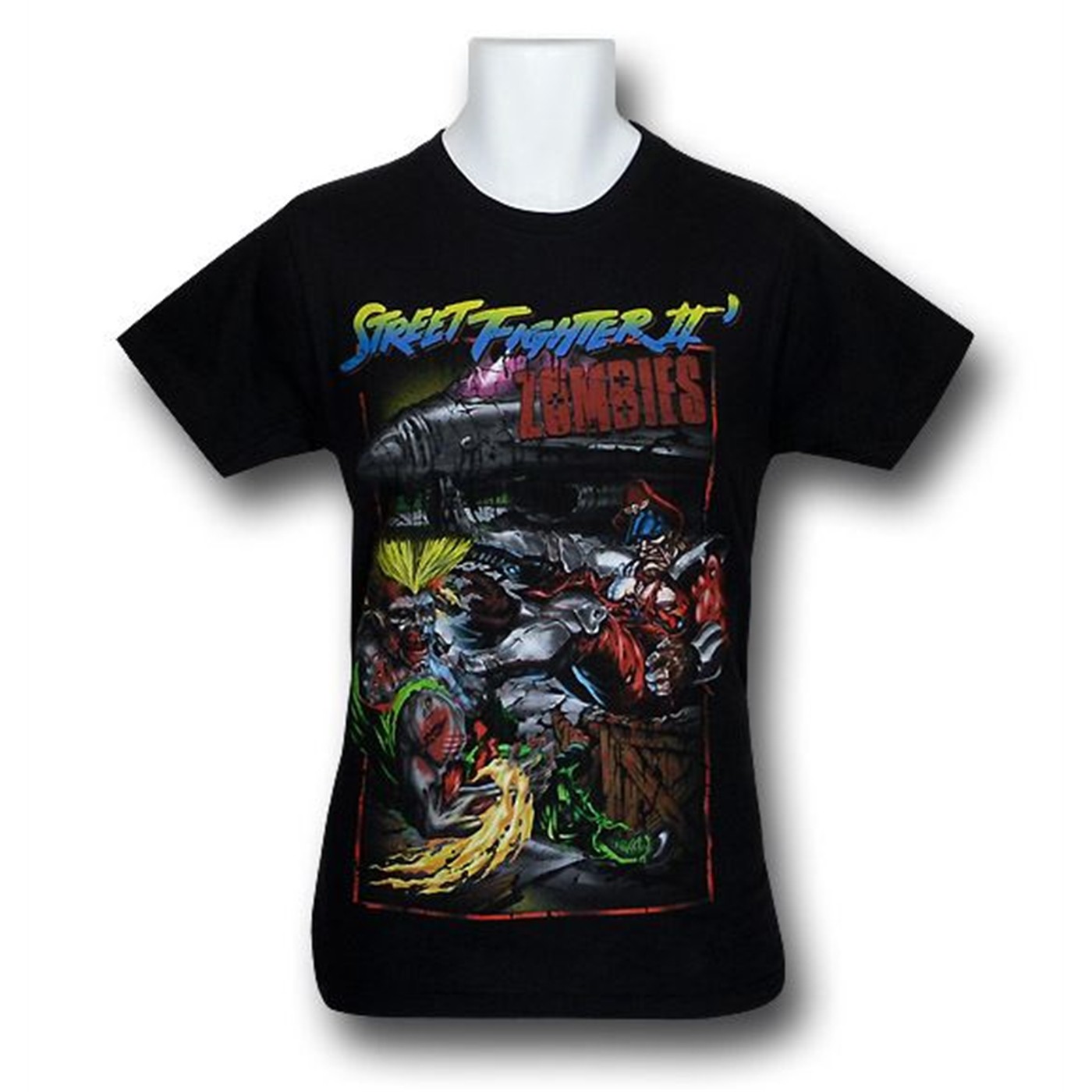 Street Fighter II Zombies 30 Single T-Shirt, Black