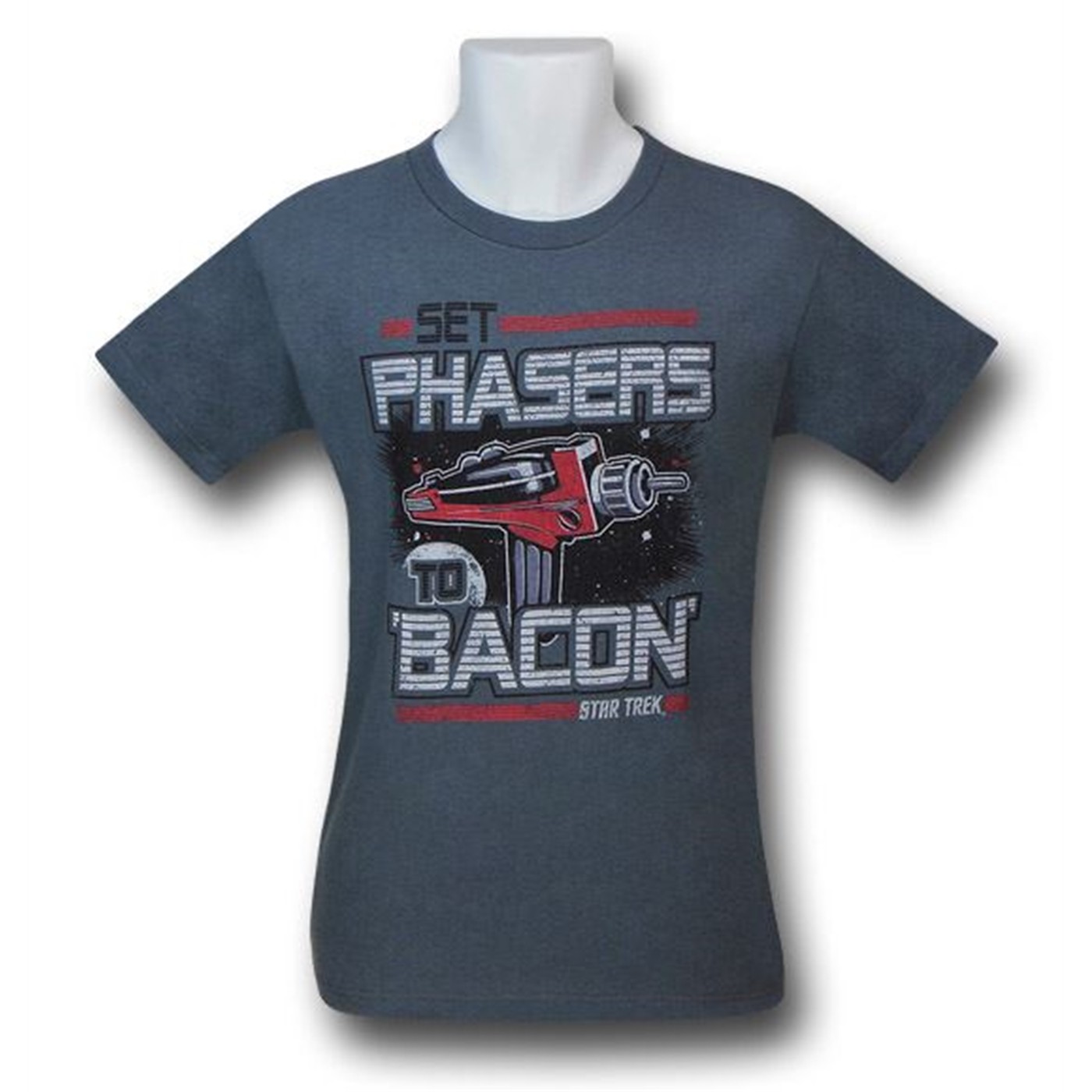 Star Trek Bacon Phasers 30 Single T-Shirt, Grey