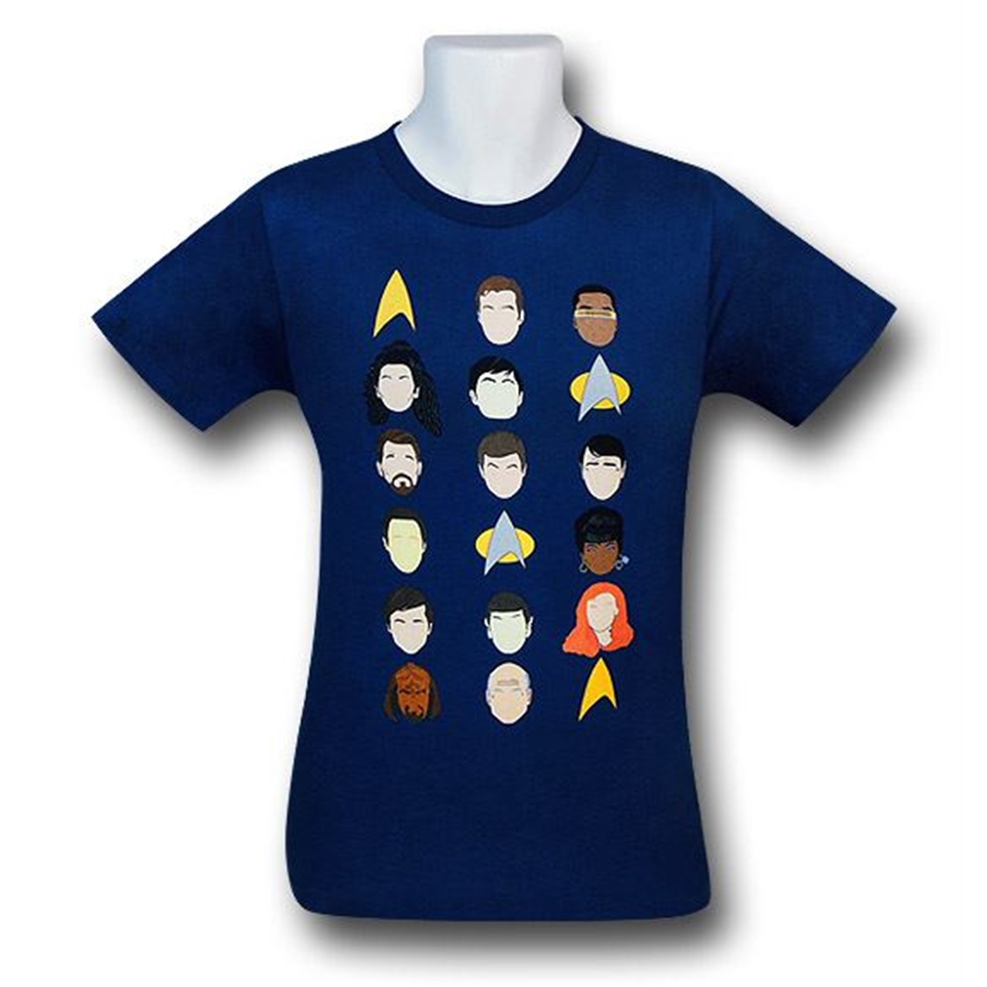 Star Trek Casts Heads 30 Single T-Shirt, Blue