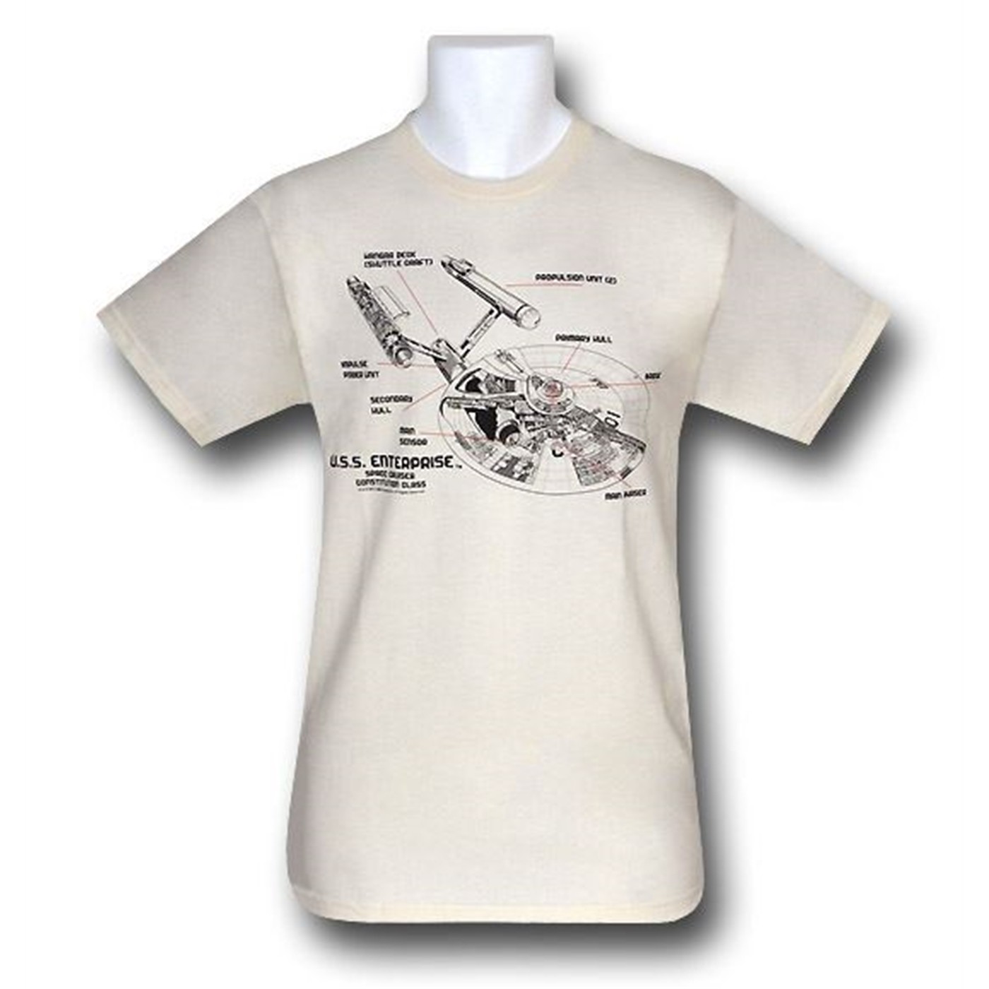 Star Trek Enterprise Schematics T-Shirt, White