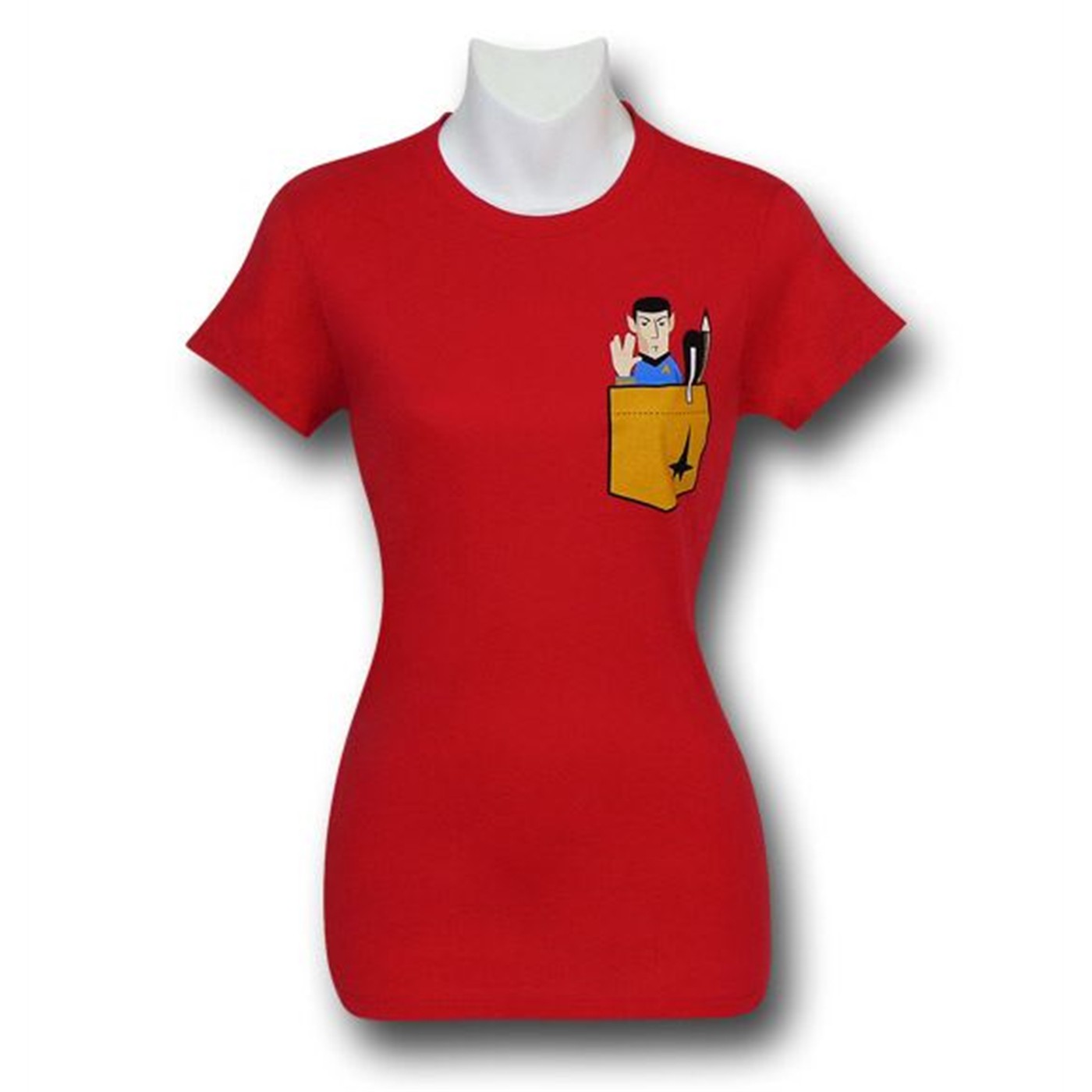 Star Trek Spock Pocket Red Women's T-Shirt, Red