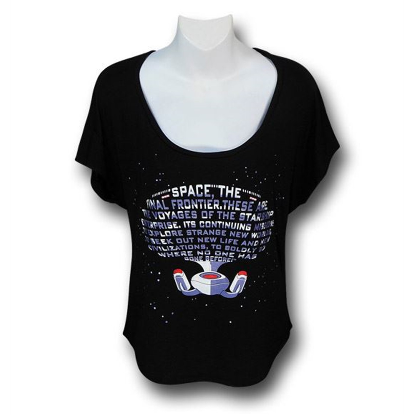 Star Trek Enterprise Text Dolman Women's T-Shirt, Black
