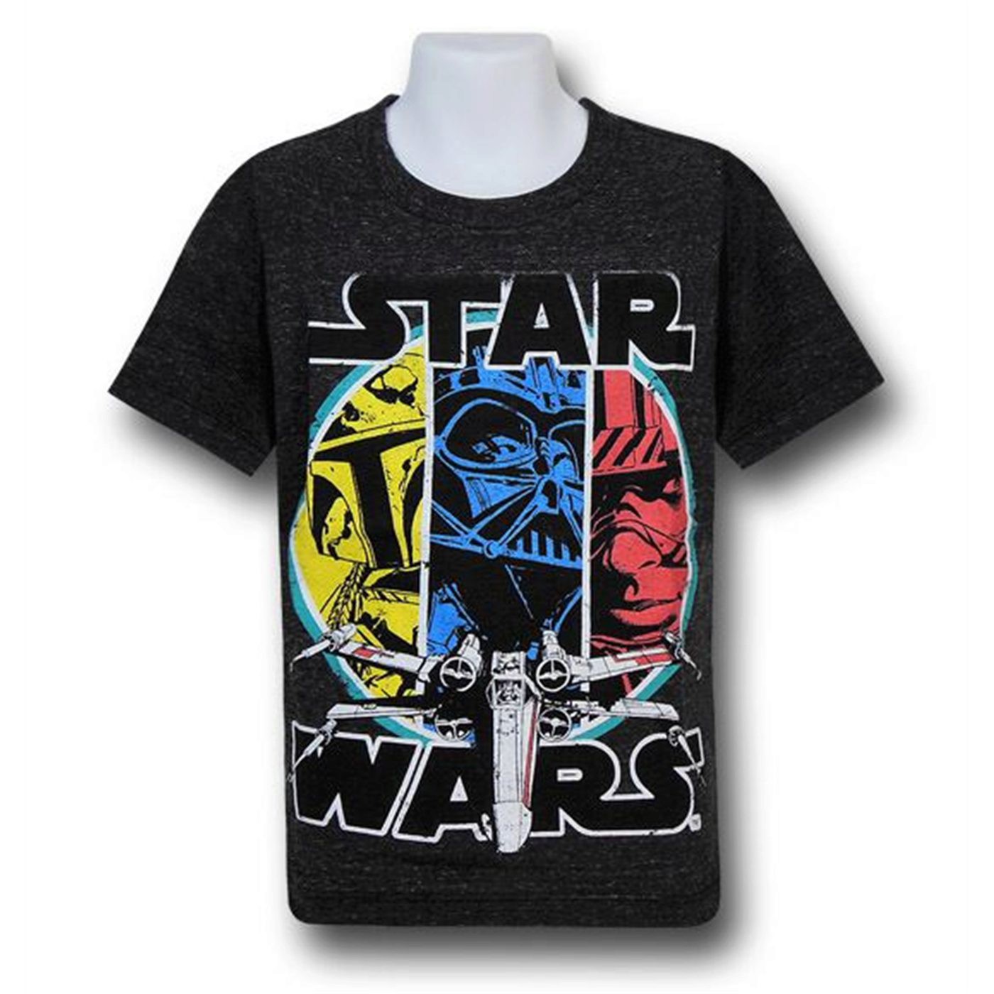 Star Wars Circle 3 Kids Red Decco T-Shirt, Black