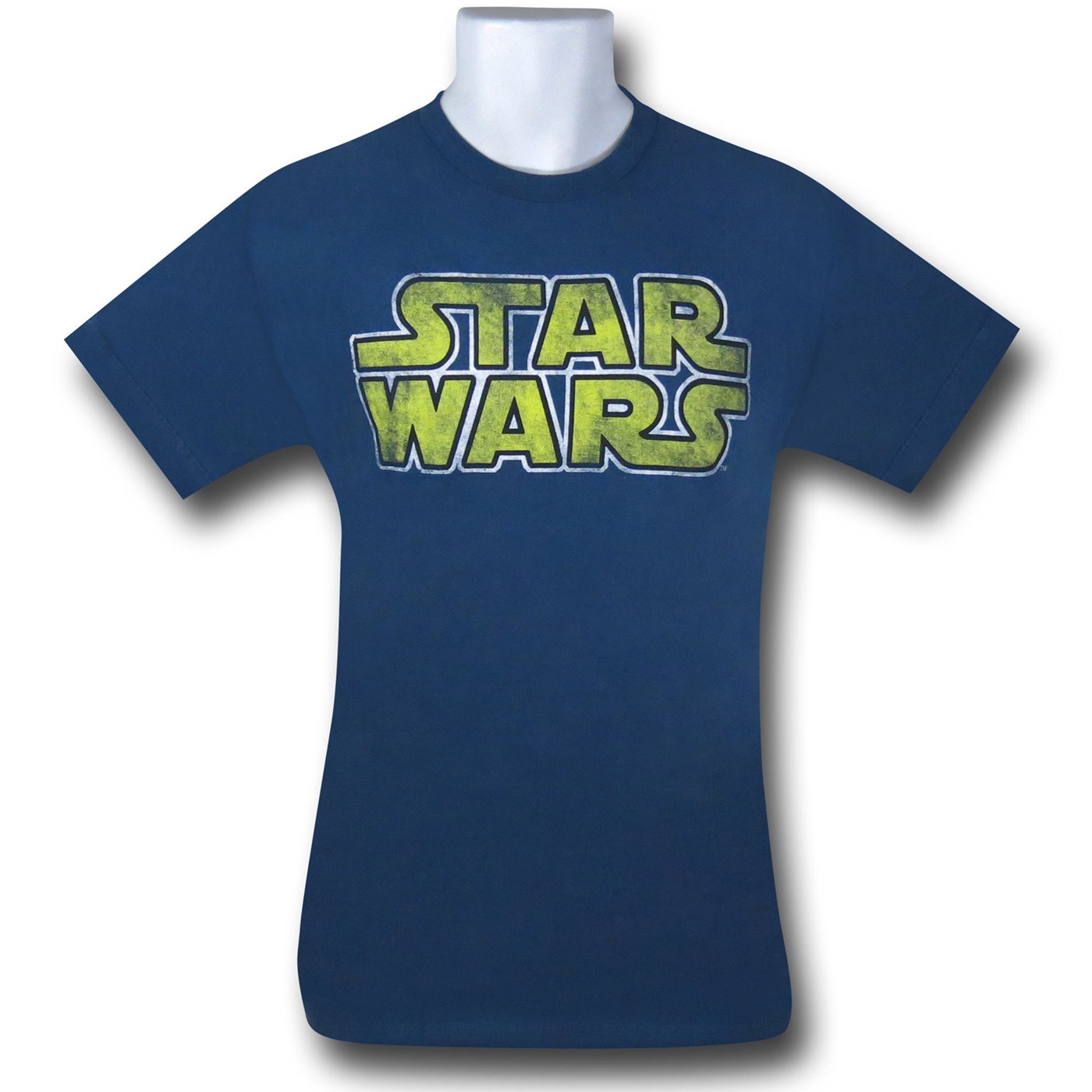 Star Wars Distressed Yellow Logo 30 Single T-Shirt, Blue