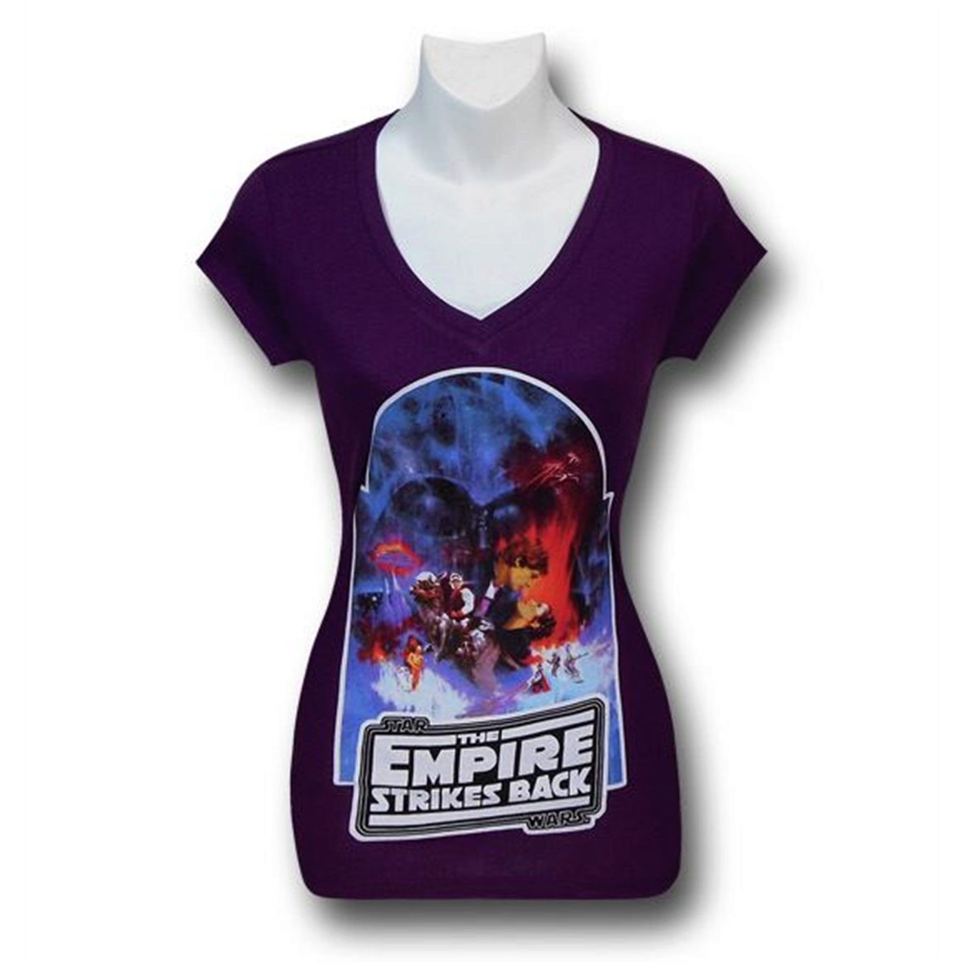 Star Wars Empire Strikes Back Women's V-Neck T-Shirt, Purple