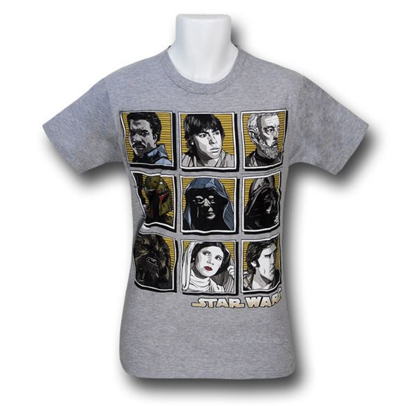 Star Wars Faces In Boxes 30 Single T-Shirt, Grey