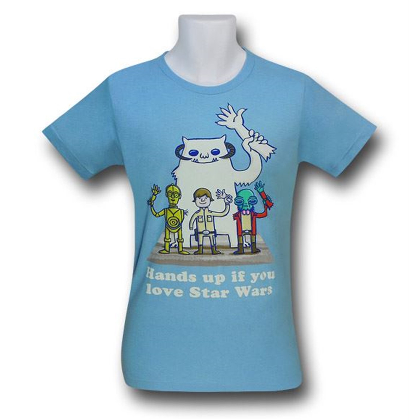 Star Wars Hands Up Light Blue 30 Single T-Shirt, Blue