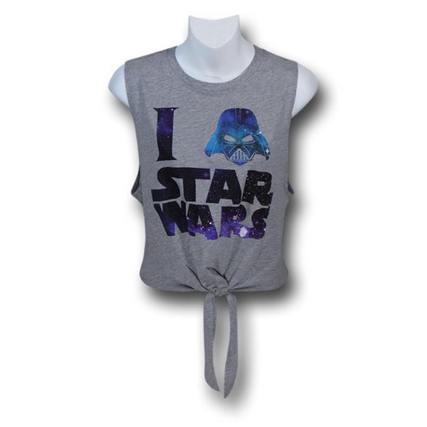 Star Wars Women's Vader Logo Tie T-Shirt, Grey