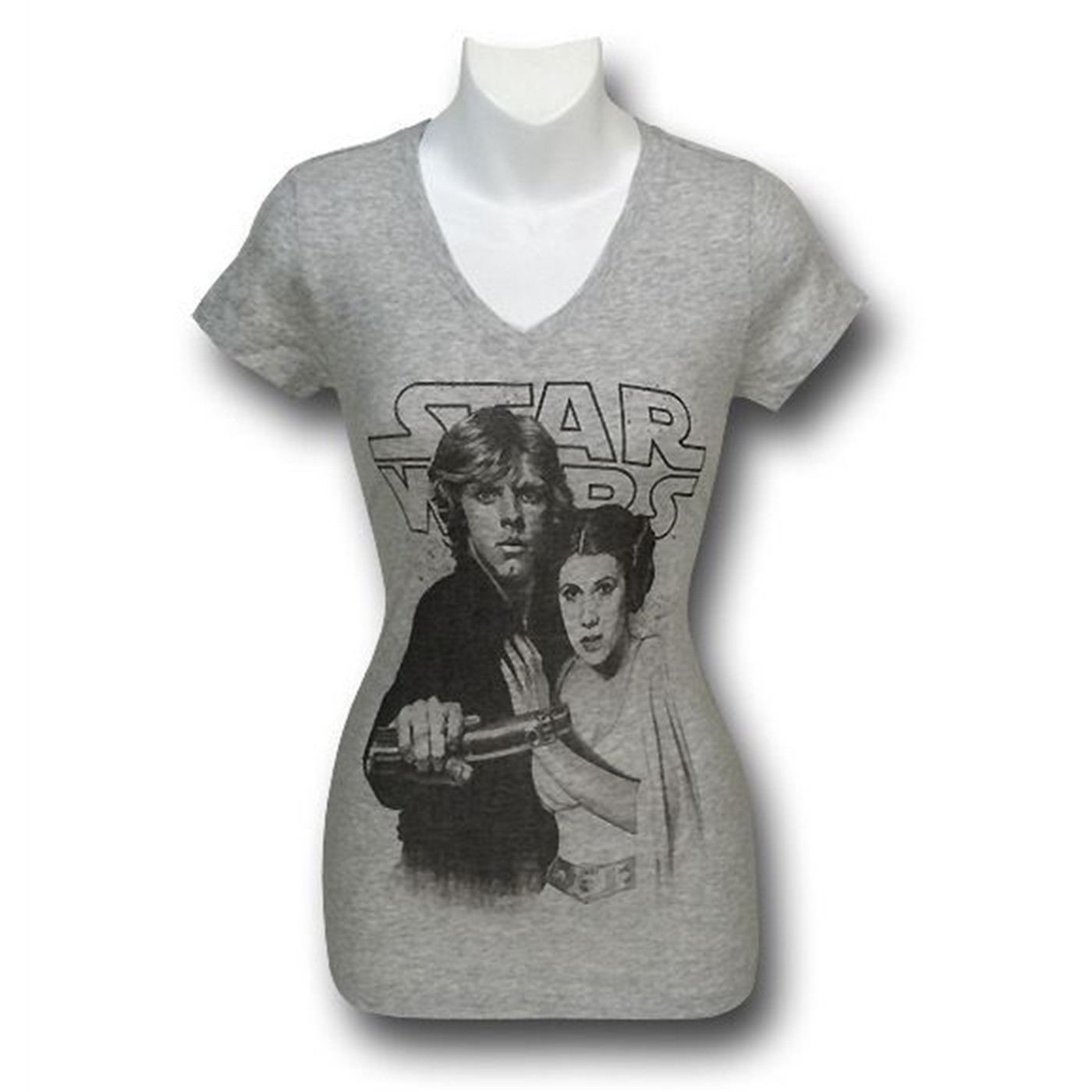 Star Wars Family Sketch Junior Womens T-Shirt, Grey