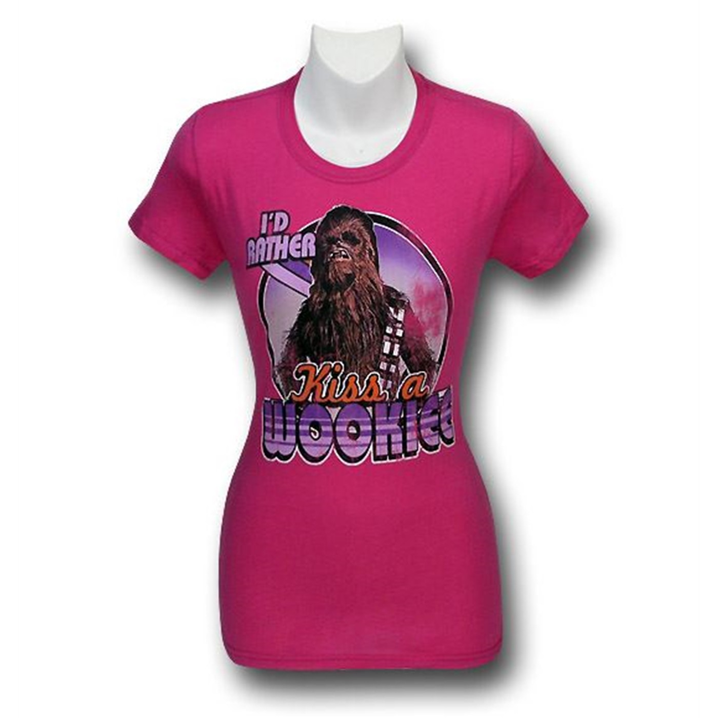 Star Wars Rather Kiss A Wookie Jr Womens T-Shirt, Pink