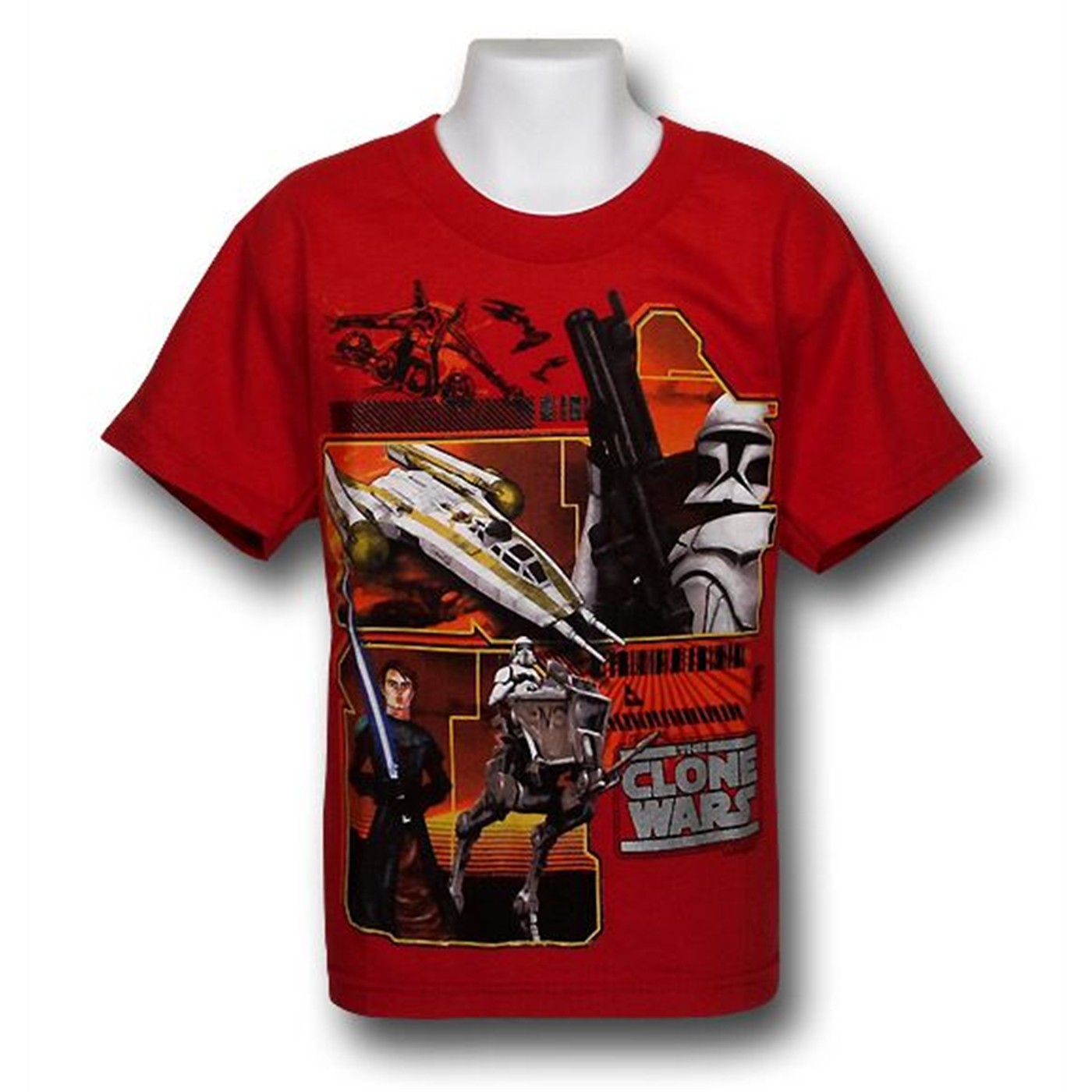 Star Wars Juvy Red Clone Wars Panels T-Shirt, Red
