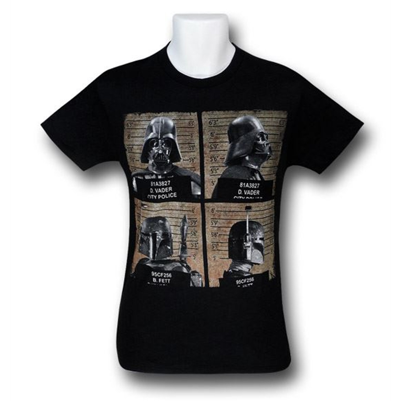 Star Wars Vader and Fett Mug Shots T-Shirt, Black