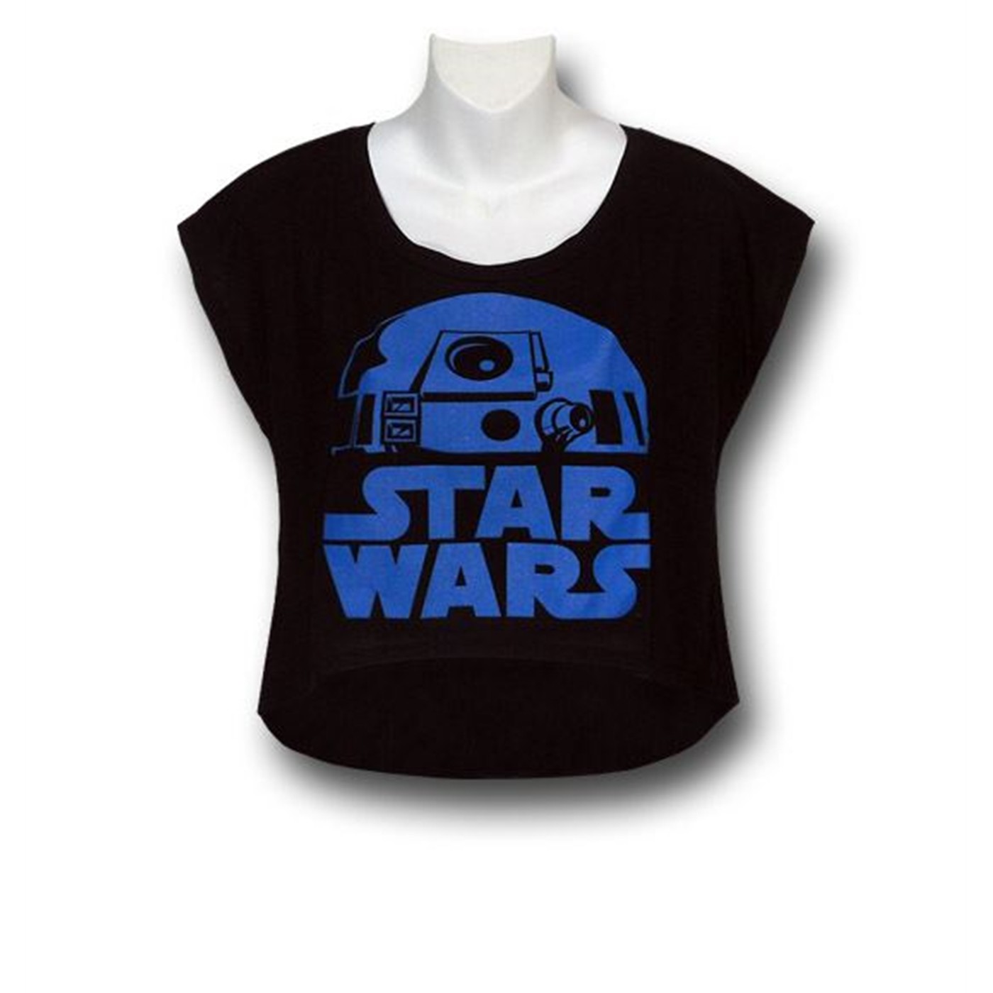 Star Wars R2D2 Head Women's Midriff T-Shirt, Black