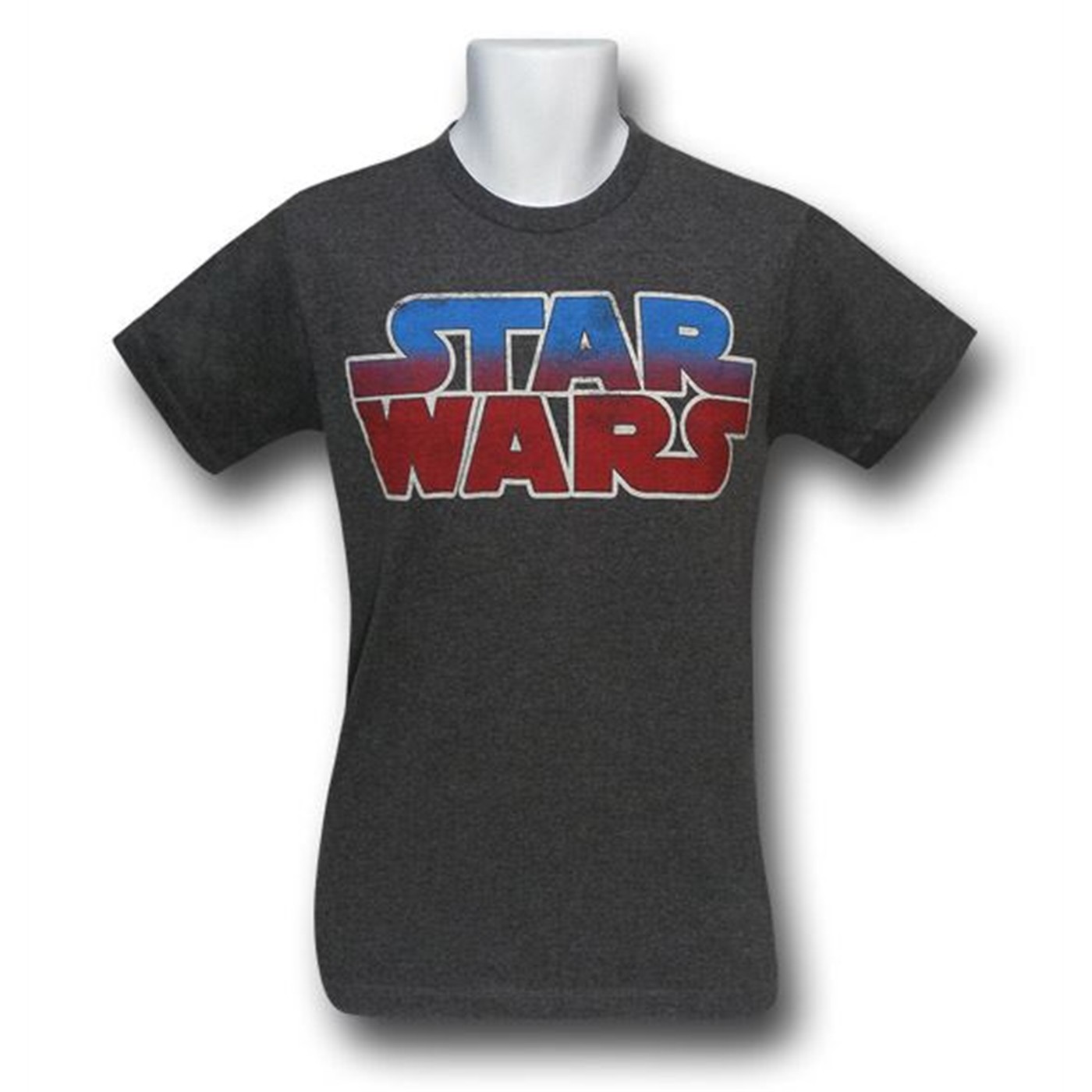 Star Wars Red Blue Logo Heather 30 Single T-Shirt, Grey